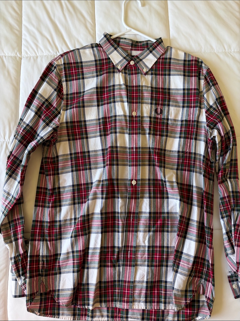 Fred Perry Red, White & Green Plaid Button-Down Shirt